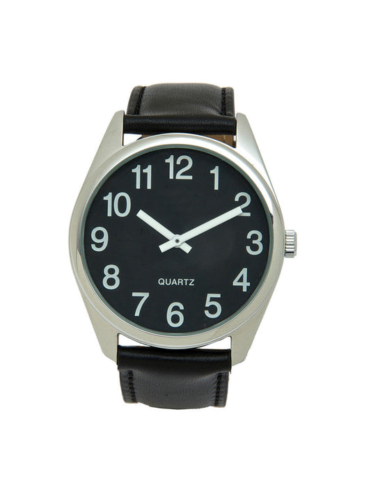 Low Vision Watch - Leather band- White or Dark Face