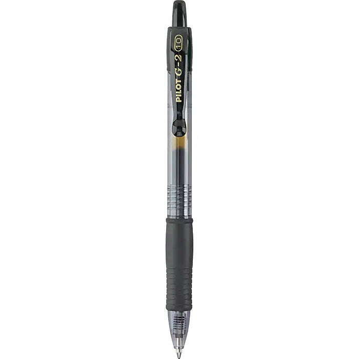 A pilot G2 black ink gel pen