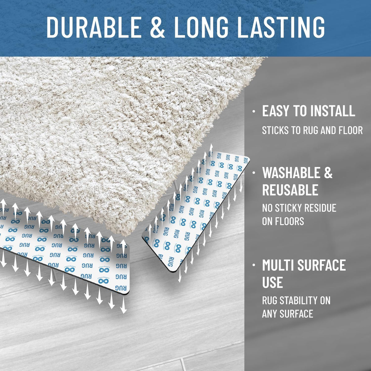 Adhesive Area Rug Grippers (8 Pack)