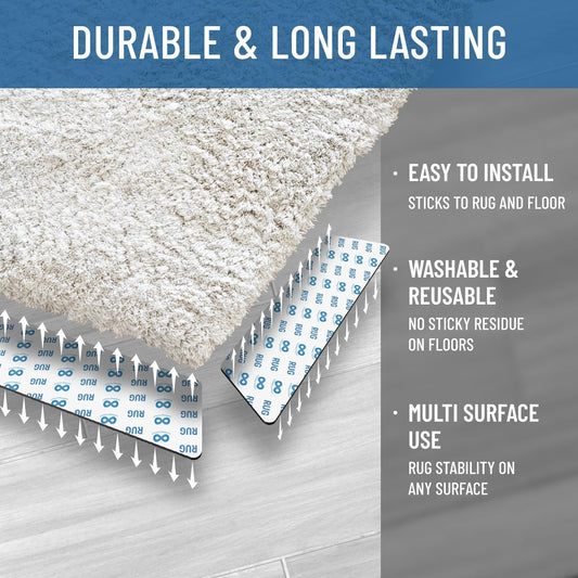 Adhesive Area Rug Grippers (8 Pack)