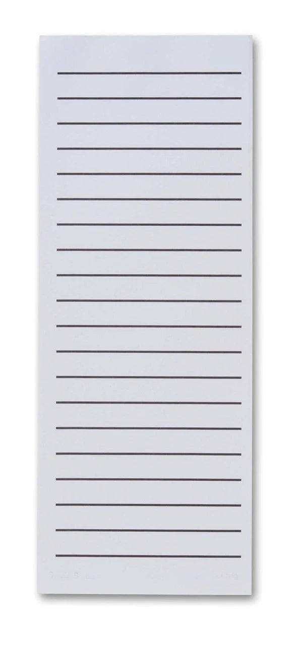 Low vision, bold line shopping list paper for all your list making needs. We now offer this gummed 100 sheet pad for you to create large print lists. The pad is 4 1/2 inches wide and 11 inches tall and the bold dark lines are 1/2 inch apart. Stay organized by having these handy bold line shopping pads wherever you may need them, on your desk, in your dining room, kitchen, in the living room, or bedside table.