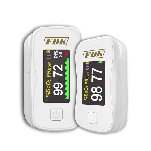FDK talking pulse oximeter with LCD display of oxygen and pulse rate